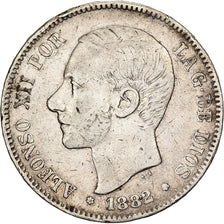 Spain, Alfonso XII, 5 Pesetas, 1882, Madrid, Silver, VF(30-35), KM:688