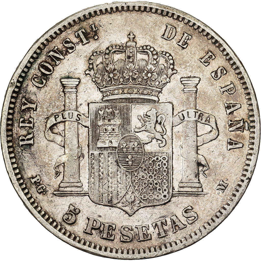 Spagna, Alfonso XIII, 5 Pesetas, 1890, Madrid, Argento, BB, KM:689