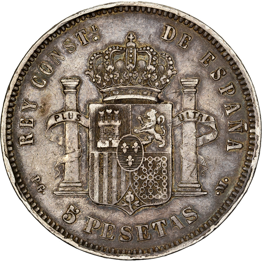 Espanha, Alfonso XIII, 5 Pesetas, 1892, Madrid, Prata, VF(30-35), KM:700