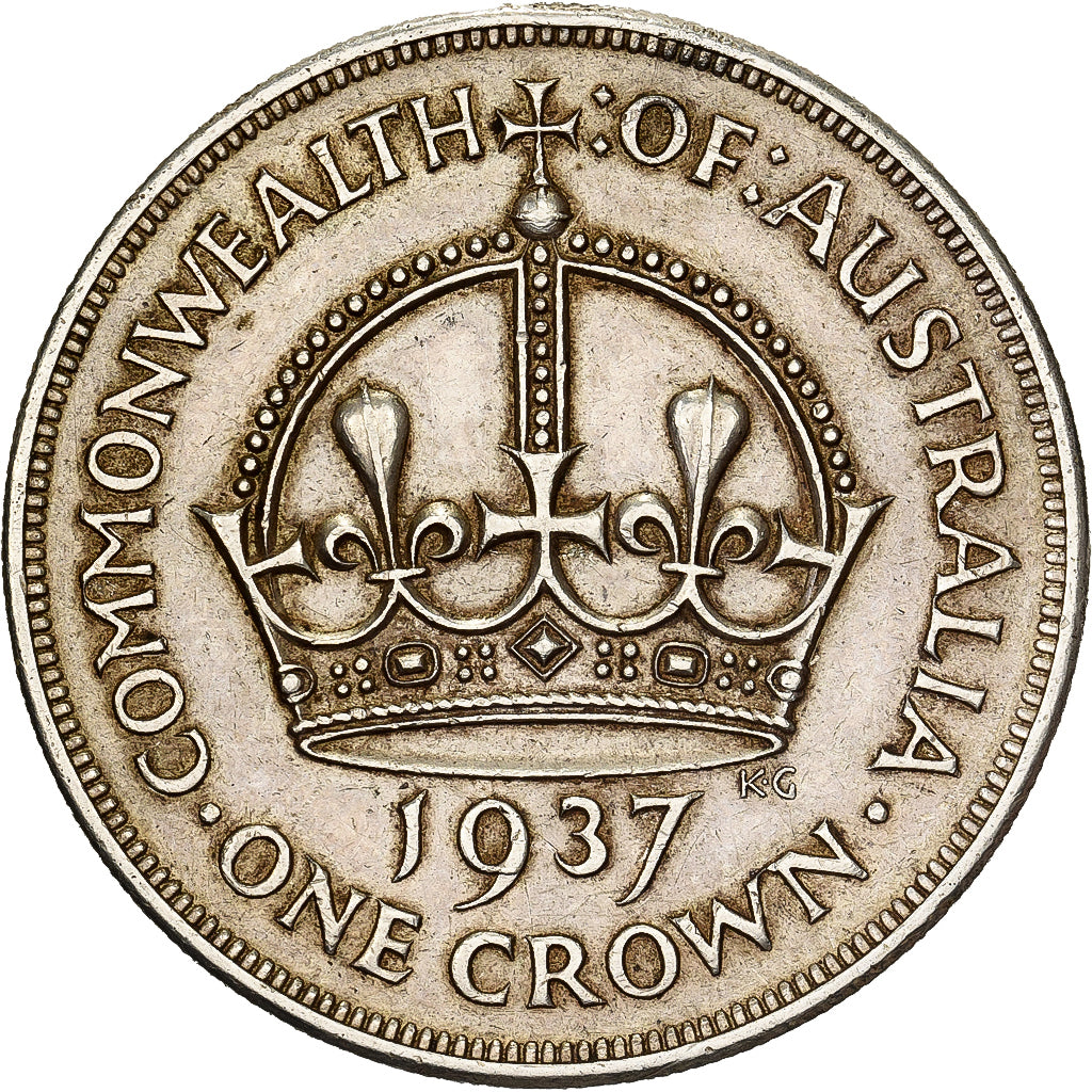 Australia, George VI, Crown, 1937, Melbourne, Silver, EF(40-45), KM:34