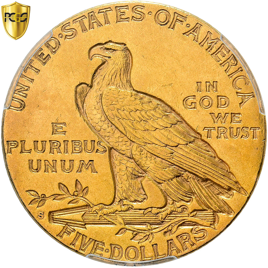 Estados Unidos, $5, Half Eagle, Indian Head, 1909, San Francisco, Oro, PCGS