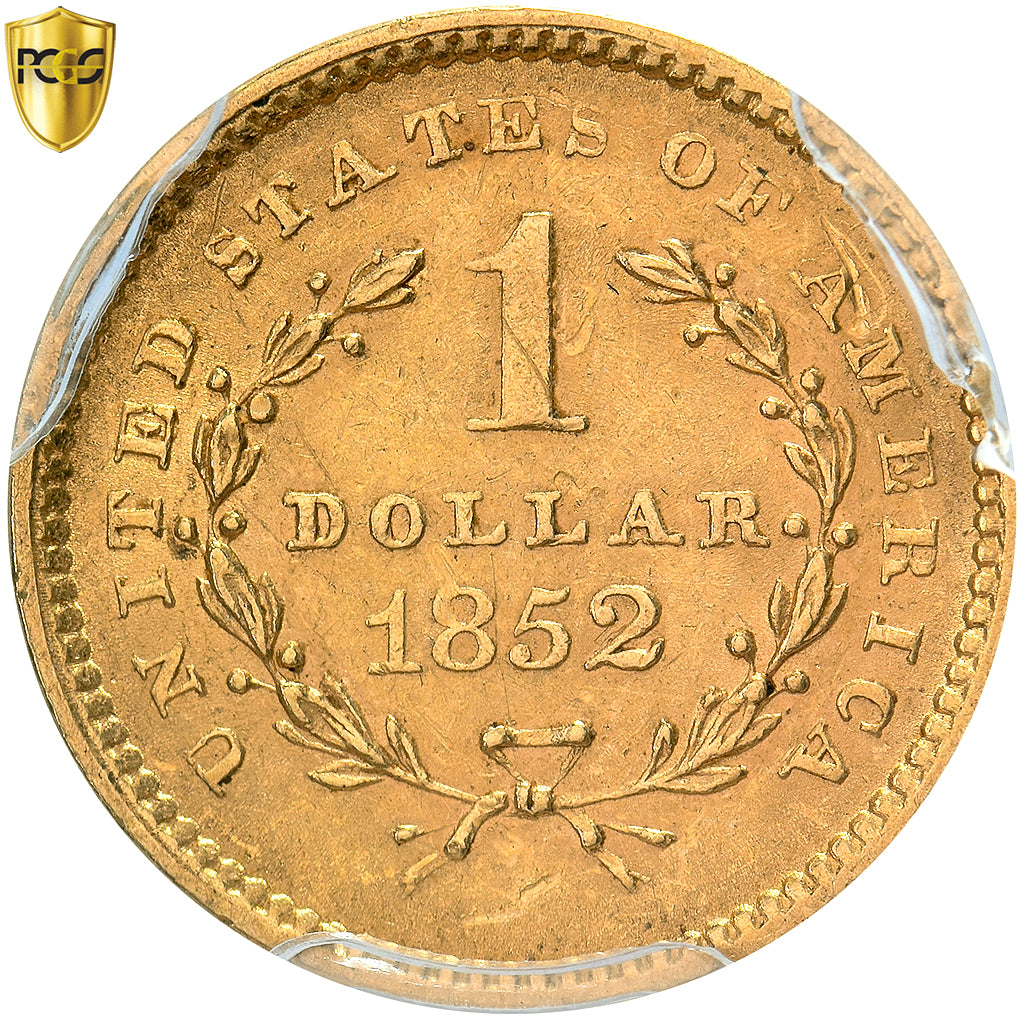 Verenigde Staten, Dollar, 1852, Philadelphia, Goud, PCGS, AU58, KM:73