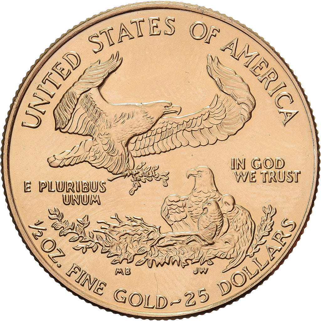 United States, $25, American Eagle, 1999, Philadelphia, 1/2 Oz, Gold, MS(63)
