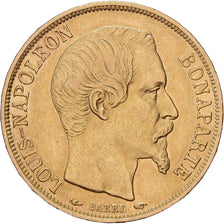 França, 20 Francs, Louis Napoléon Bonaparte, 1852, Paris, Dourado, AU(55-58)