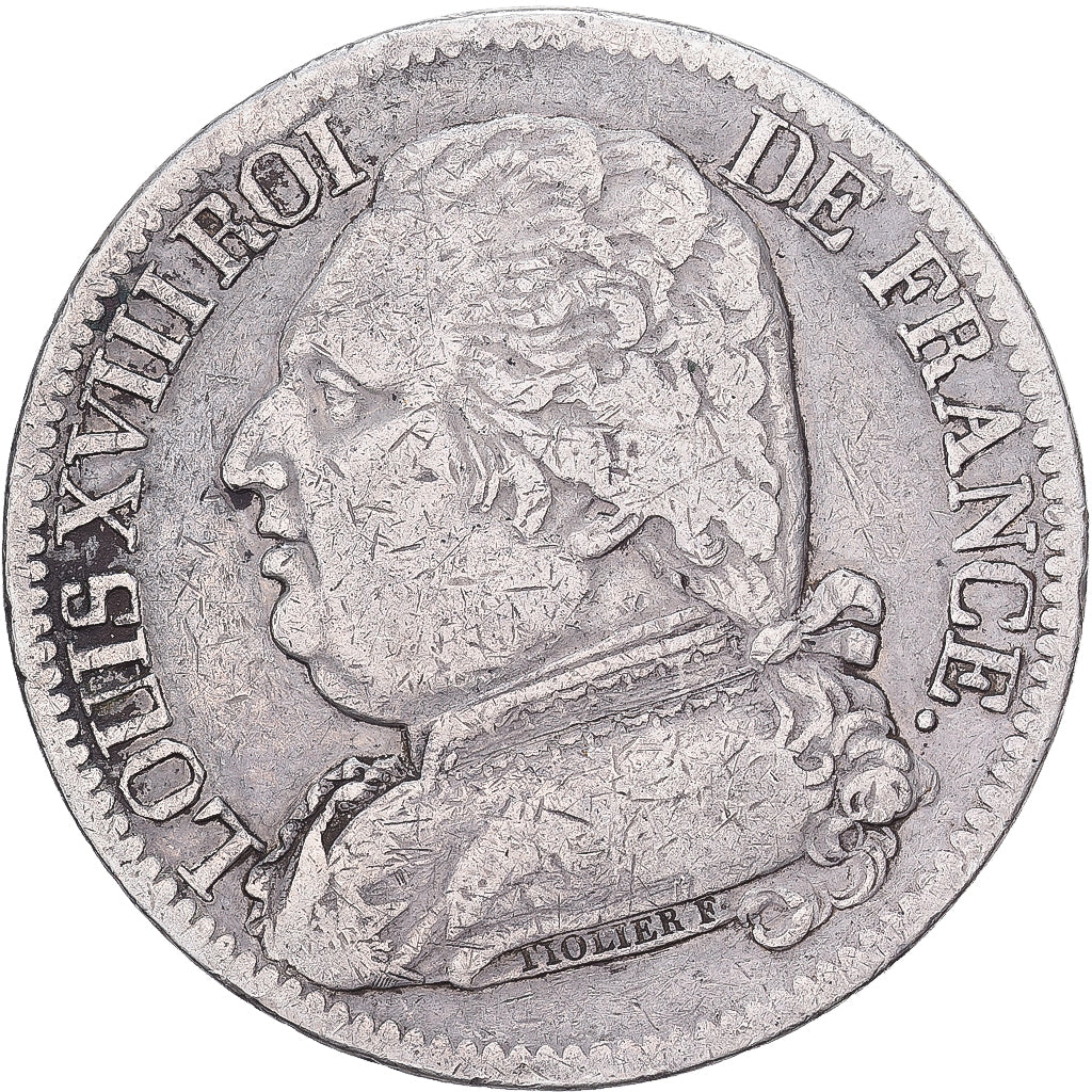 Francia, Louis XVIII, 5 Francs, Louis XVIII, 1814, Toulouse, Argento, MB