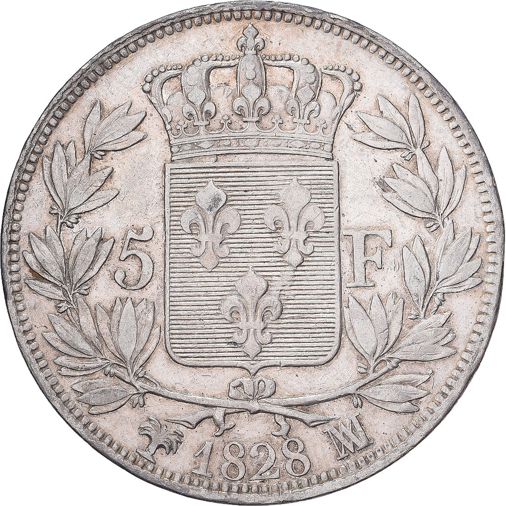 Francja, Charles X, 5 Francs, 1828, Marseilles, Srebro, EF(40-45), Gadoury:644