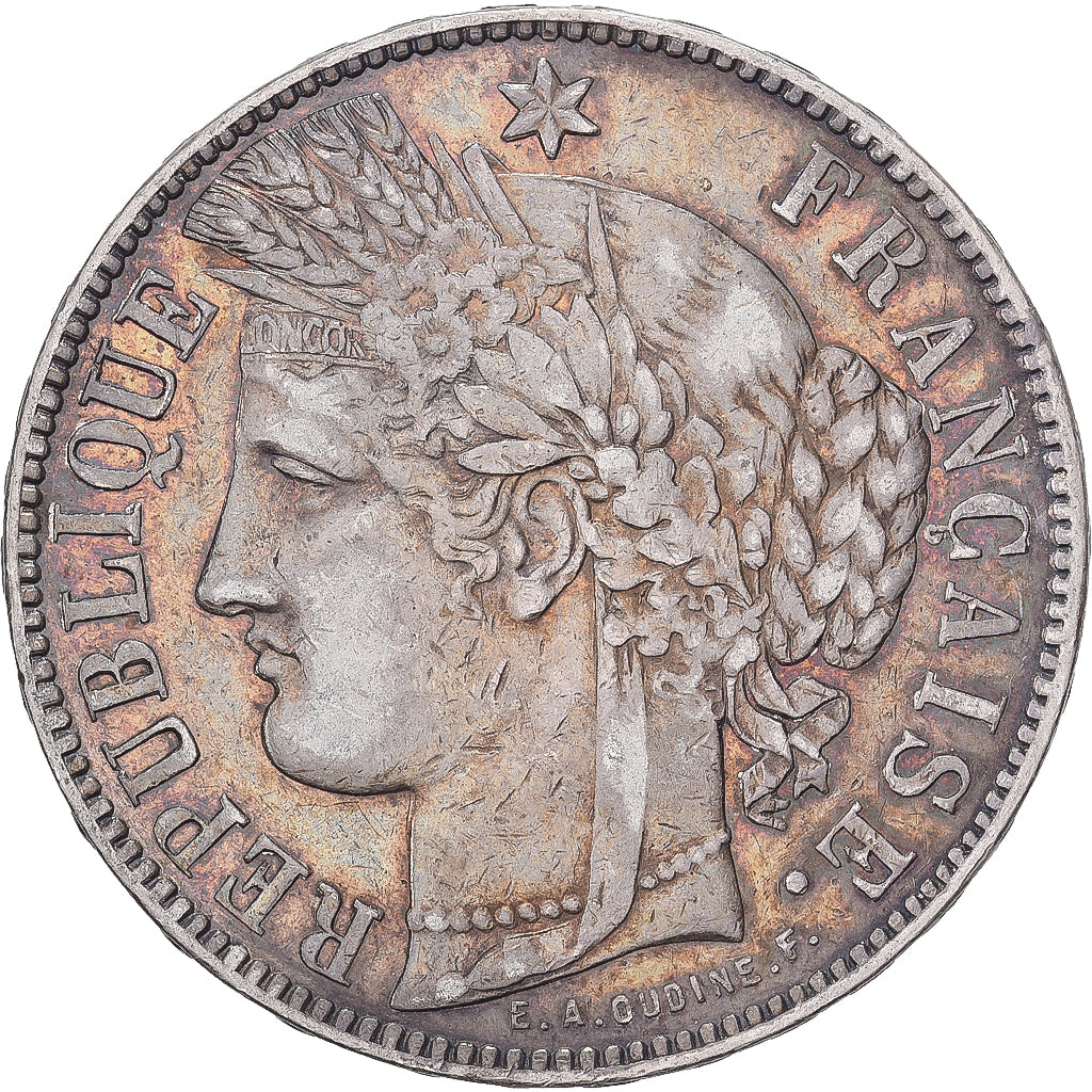 Francia, 5 Francs, Cérès, 1871, Bordeaux, Argento, MB+, Gadoury:742, KM:818.2