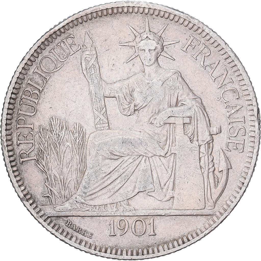 Indochina Francesa, Piastre, 1901, Paris, Plata, BC+, KM:5a.1