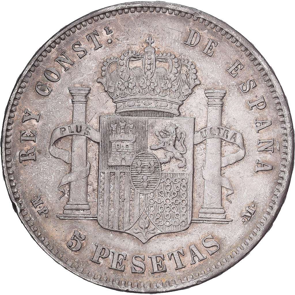 Espagne, Alfonso XIII, 5 Pesetas, 1888, Madrid, Argent, TTB+, KM:689