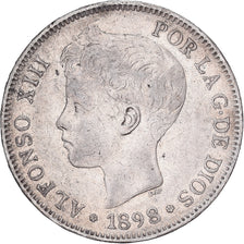 Spain, Alfonso XIII, 5 Pesetas, 1898, Valencia, Silver, EF(40-45), KM:707