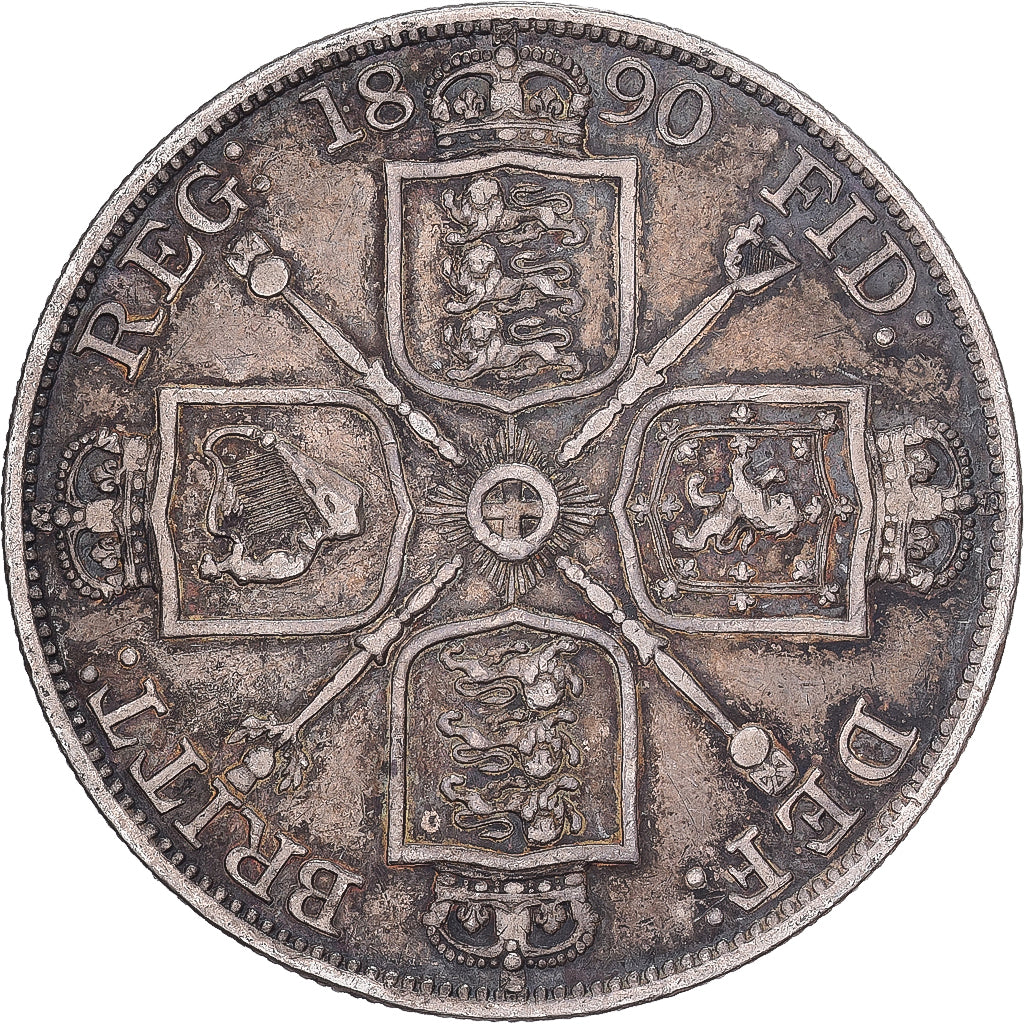 Great Britain, Victoria, Double Florin, 1890, London, Silver, EF(40-45), KM:763