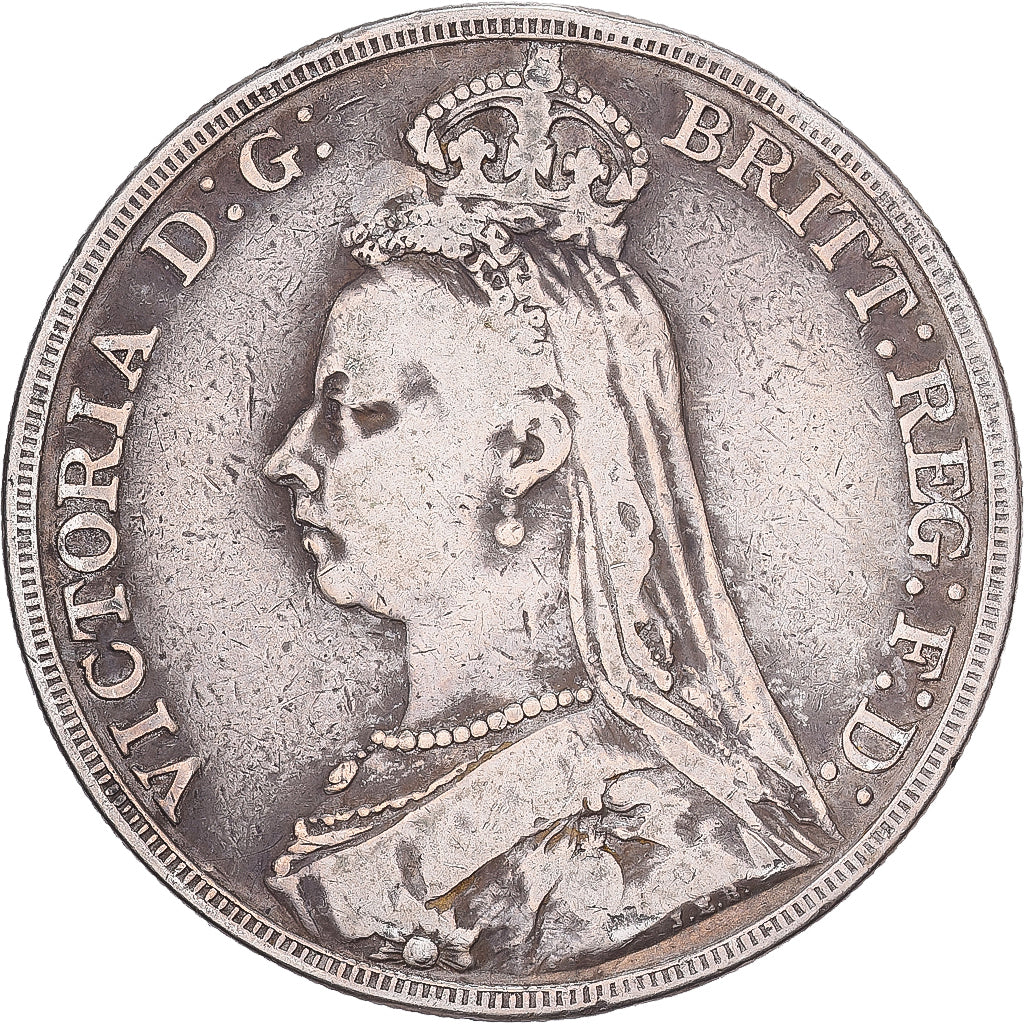 Great Britain, Victoria, Crown, 1890, Silver, VF(30-35), KM:765
