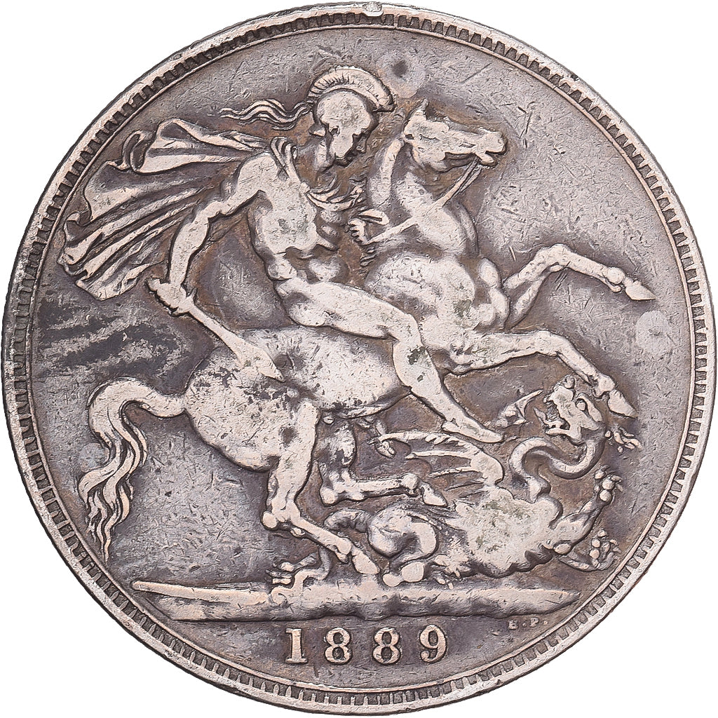 Great Britain, Victoria, Crown, 1890, Silver, VF(30-35), KM:765