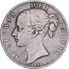 Great Britain, Victoria, Crown, 1845, Silver, VF(20-25), KM:741