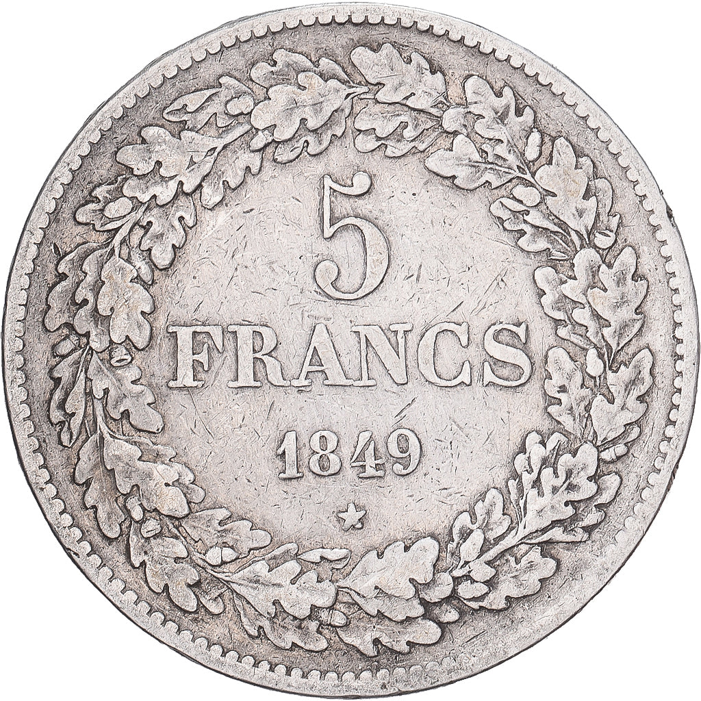 Belgium, Leopold I, 5 Francs, 5 Frank, 1849, Silver, VF(30-35), KM:3.2