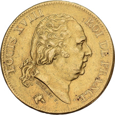France, Louis XVIII, 40 Francs, 1816, Perpignan, Or, TTB+, Gadoury:1092