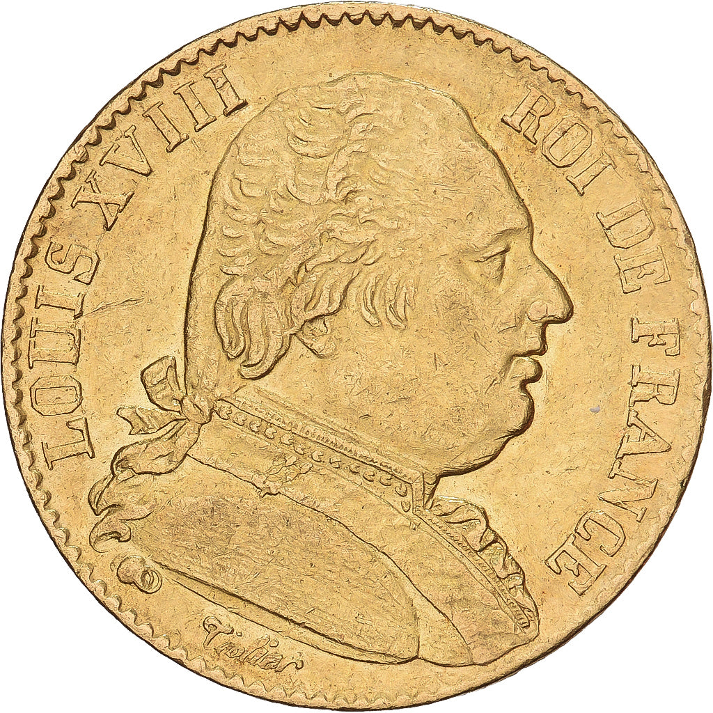 France, Louis XVIII, 20 Francs, 1815, Paris, Or, SUP, Gadoury:1026