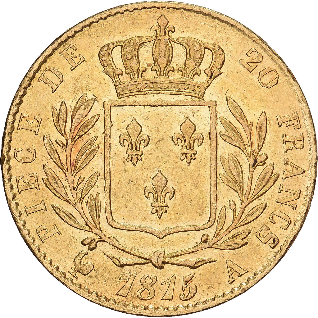 France, Louis XVIII, 20 Francs, 1815, Paris, Or, SUP, Gadoury:1026
