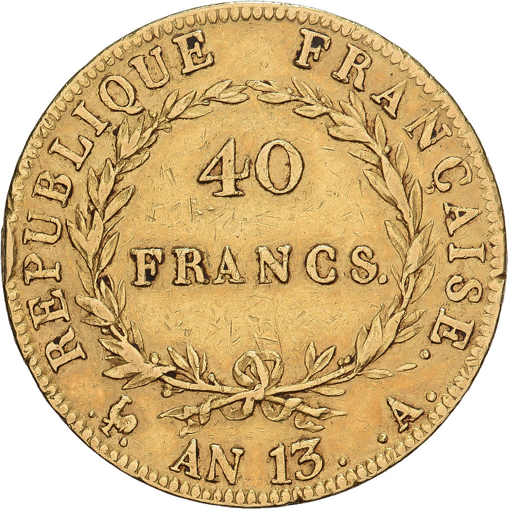 Francia, 40 Francs, Napoléon I, AN 13, Paris, Oro, BB, Gadoury:1081, KM:664