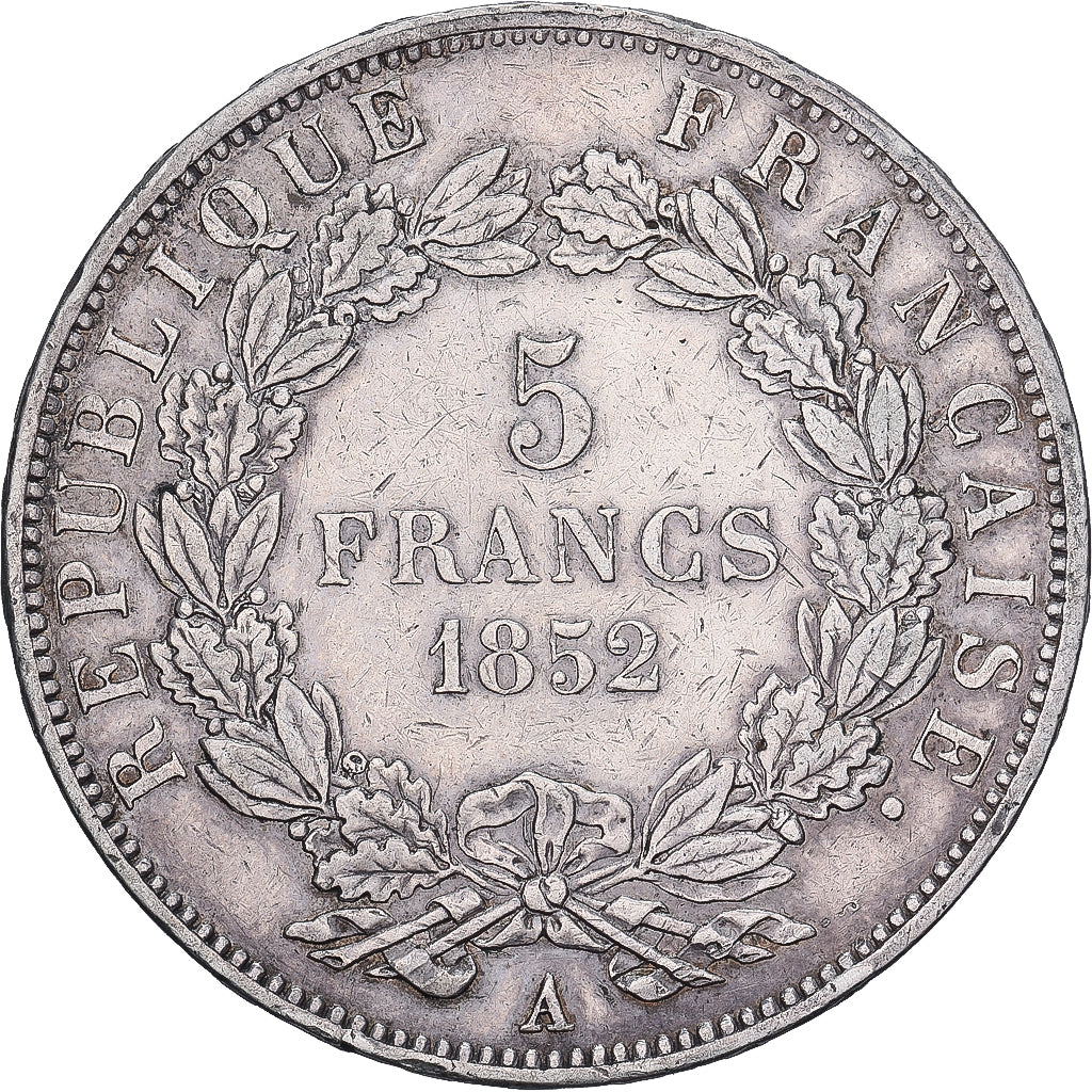 Frankrijk, 5 Francs, Napoléon III, 1852, Paris, Zilver, ZF, Gadoury:726