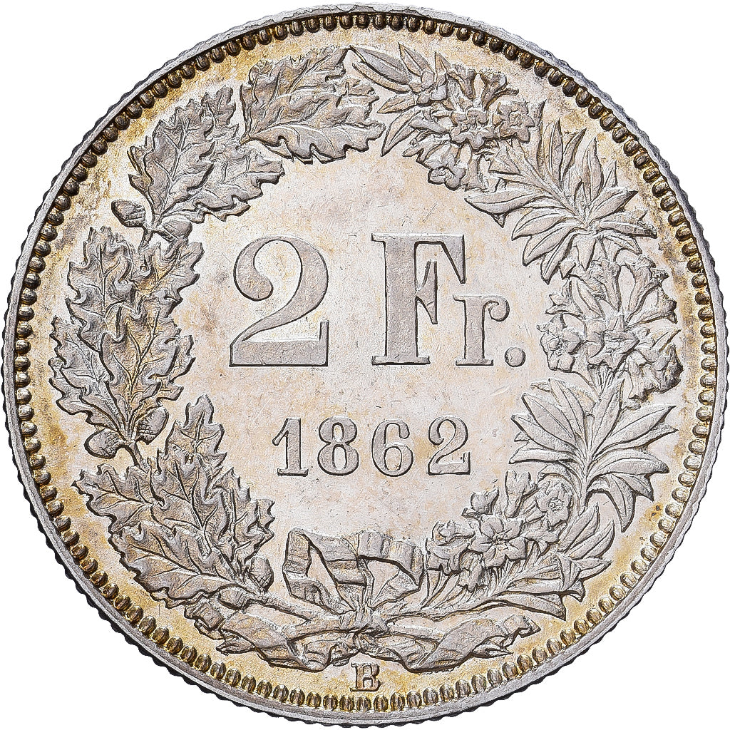 Schweiz, 2 Francs, 1862, Bern, Silber, VZ+, KM:10a