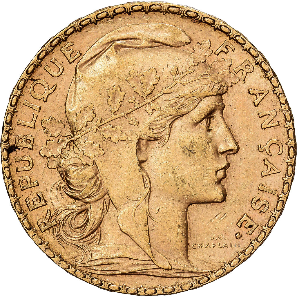 Francja, 20 Francs, 1900, Paris, Złoto, AU(50-53), KM:11