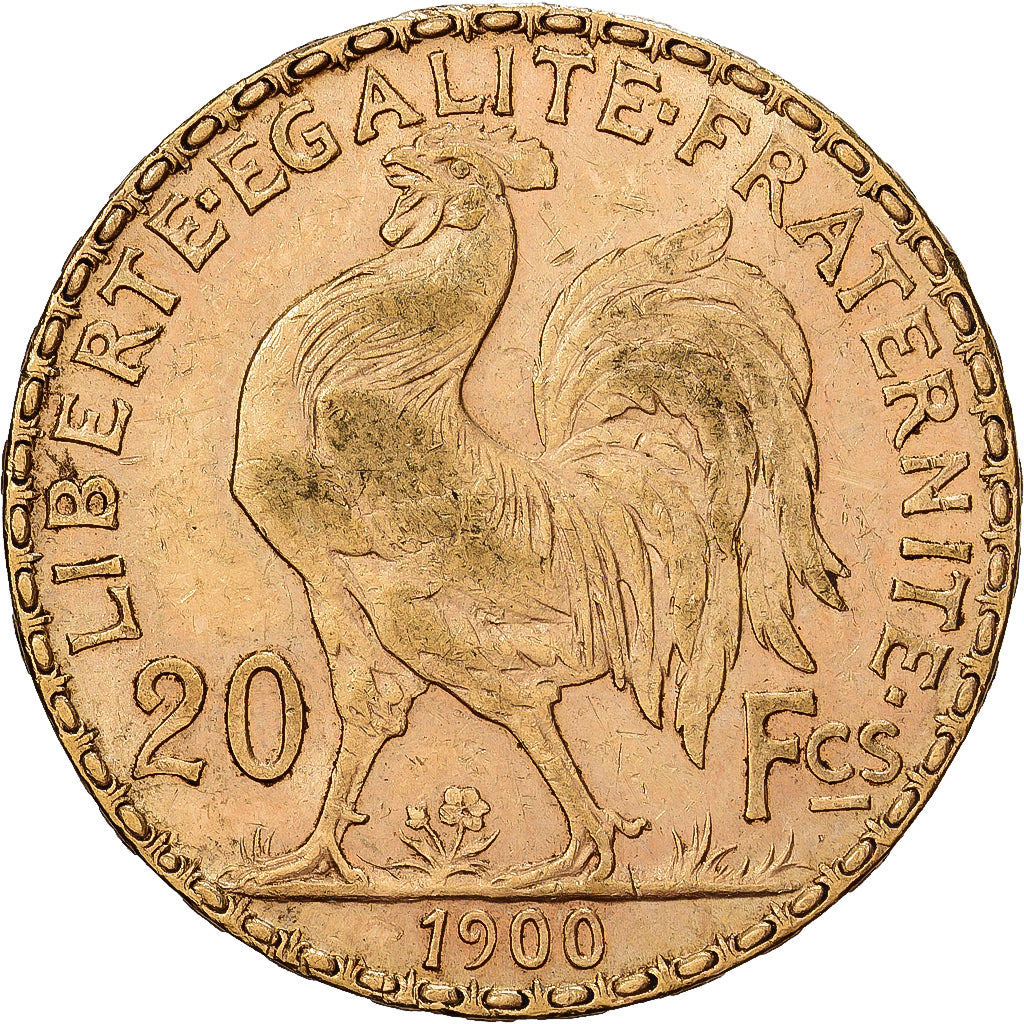 Francja, 20 Francs, 1900, Paris, Złoto, AU(50-53), KM:11
