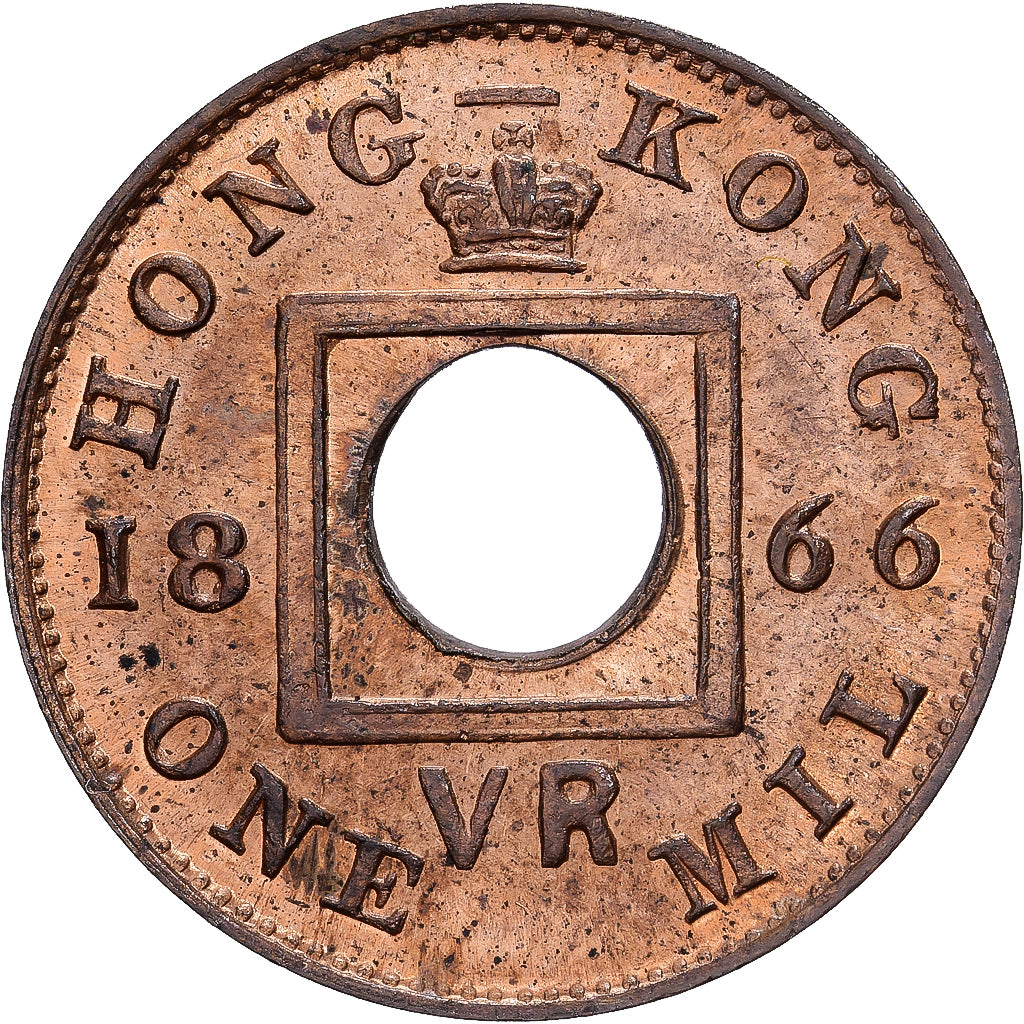 Hong Kong, Victoria, Mil, 1866, Birmingham, Bronzo, NGC, SPL, KM:3