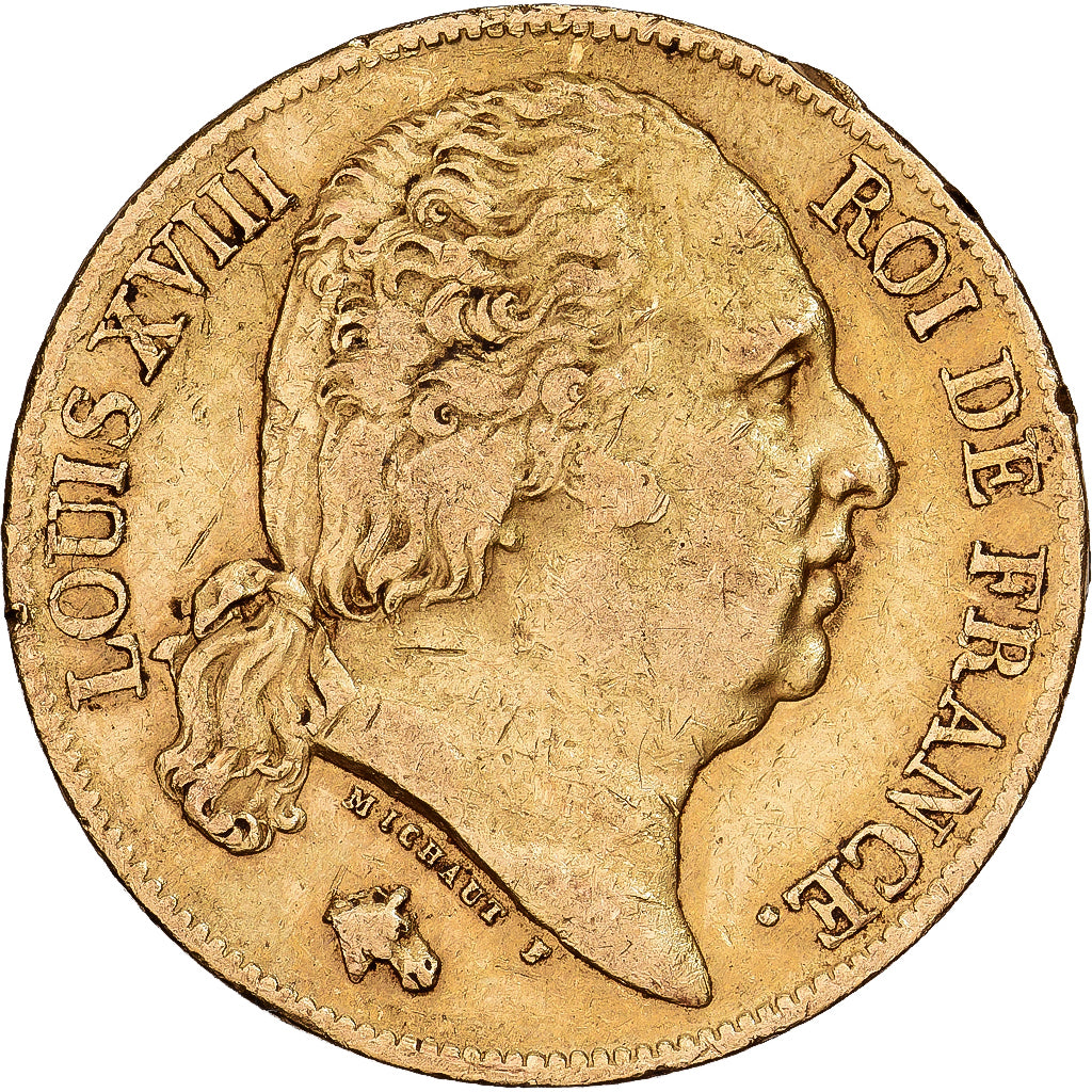 Frankreich, Louis XVIII, 20 Francs, 1818, Paris, Gold, SS, Gadoury:1028