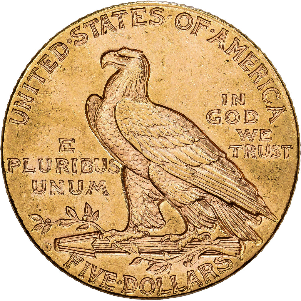 Verenigde Staten, $5, Half Eagle, Indian Head, 1909, Denver, Goud, PR, KM:129
