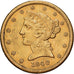 USA, $5, Half Eagle, Coronet Head, 1840, Philadelphia, Złoto, AU(55-58), KM:69