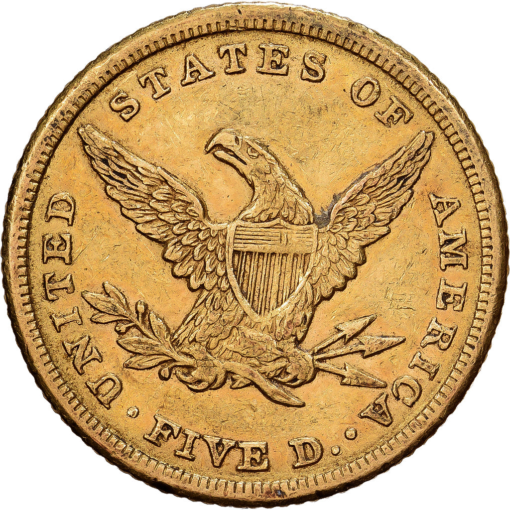 USA, $5, Half Eagle, Coronet Head, 1840, Philadelphia, Złoto, AU(55-58), KM:69