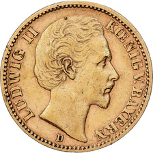 Kingdom of Bavaria, BAVARIA, Ludwig II, 20 Mark, 1873, Munich, Gold, EF(40-45)