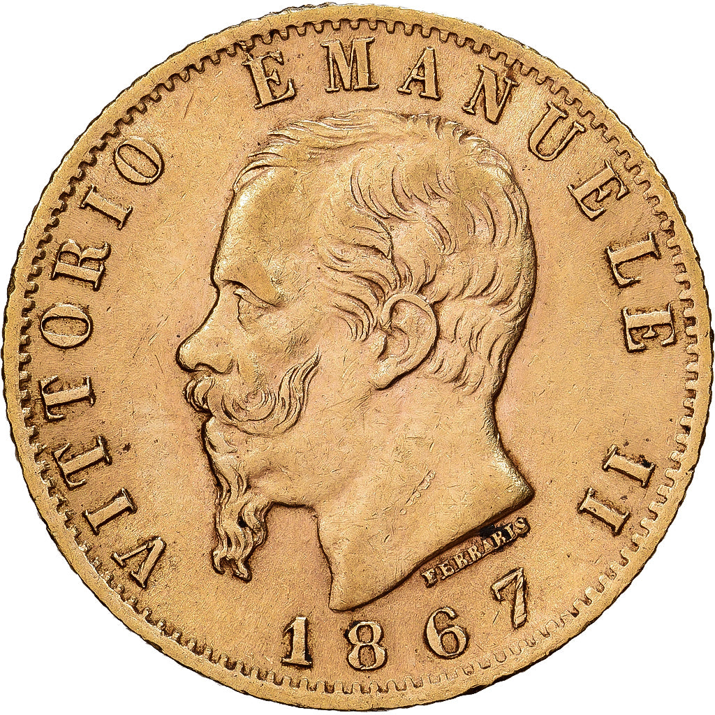 Italie, Victor-Emmanuel II, 20 Lire, 1867, Turin, Or, TTB+, KM:10.1