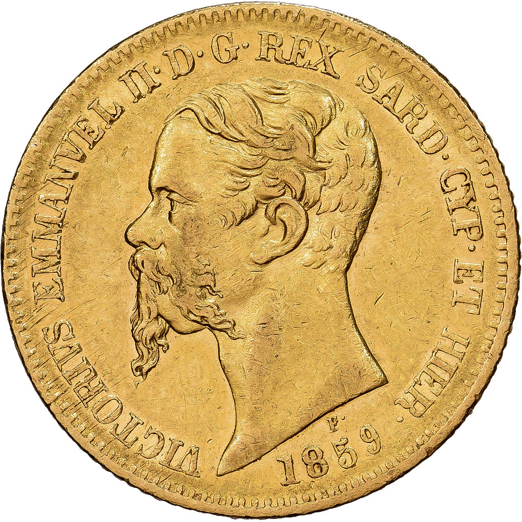 Italian States, SARDINIA, Vittorio Emanuele II, 20 Lire, 1859, Torino, Gold