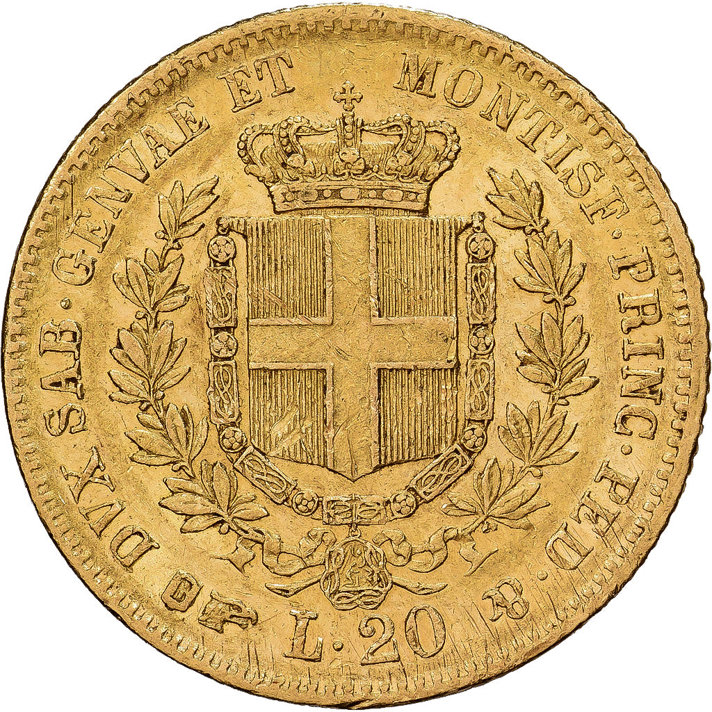 Italian States, SARDINIA, Vittorio Emanuele II, 20 Lire, 1859, Torino, Gold