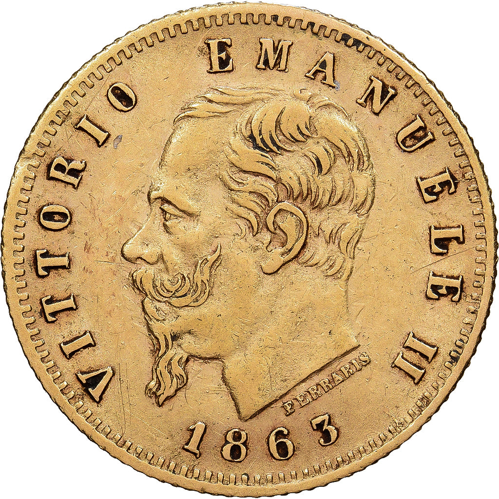 Italie, Victor-Emmanuel II, 5 Lire, 1863, Turin, Or, TTB+, KM:17