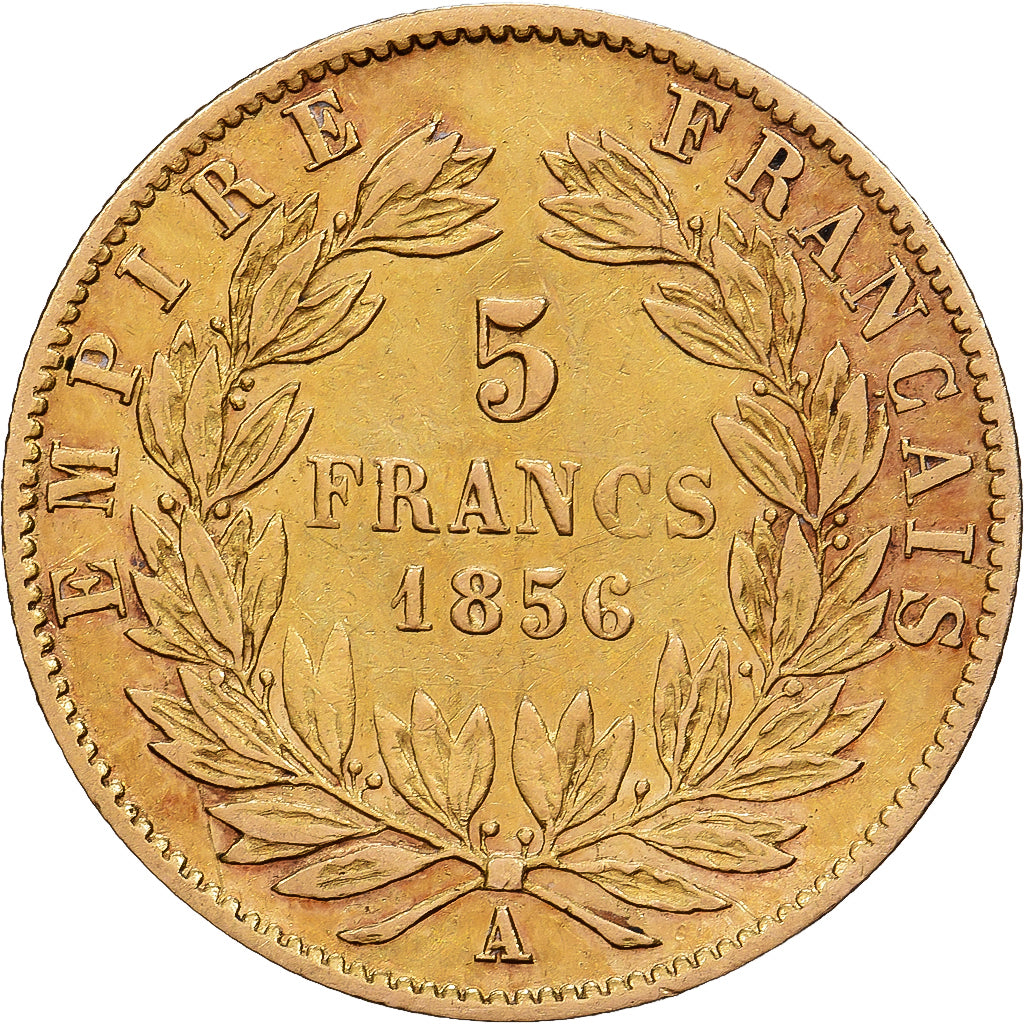 France, Napoleon III, 5 Francs, 1856, Paris, Gold, VF(30-35), Gadoury:1001