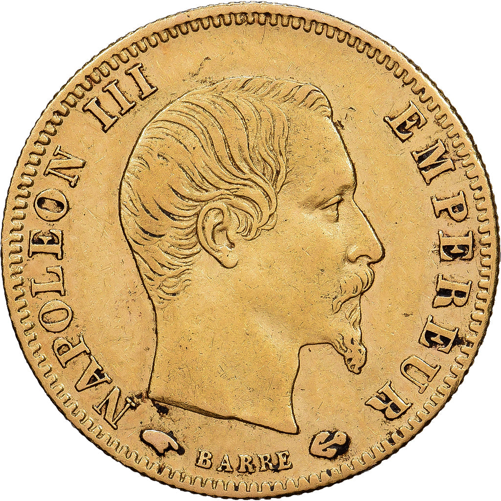 Francja, Napoleon III, 5 Francs, 1857, Paris, Złoto, AU(50-53), Gadoury:1001