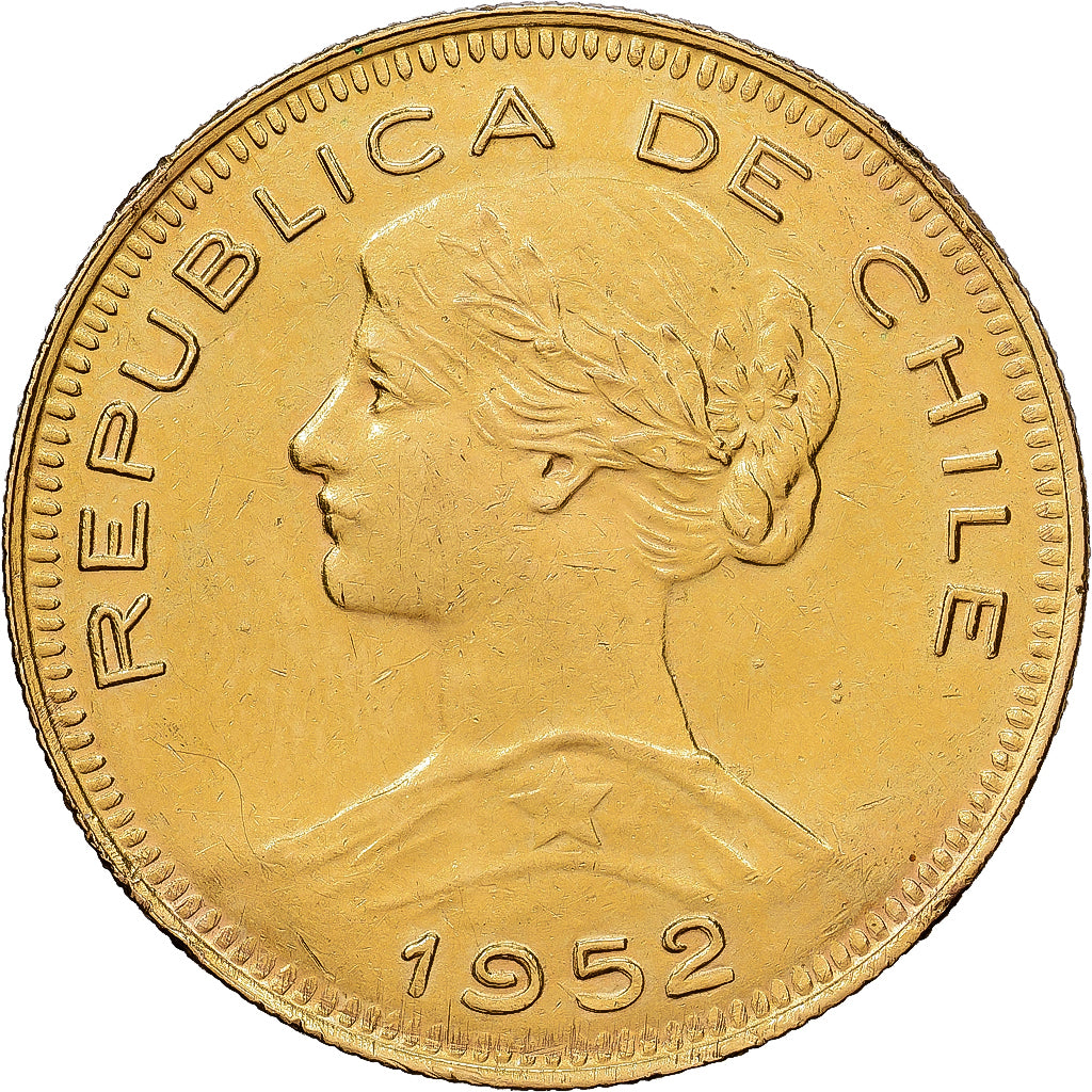 Chile, 100 Pesos, 1952, Santiago, Oro, EBC, KM:175