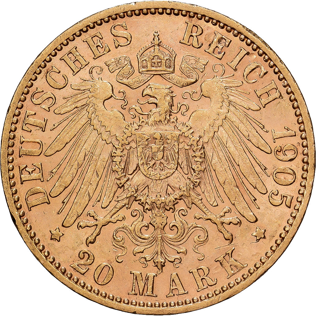 États allemands, SAXONY-ALBERTINE, Friedrich August III, 20 Mark, 1905