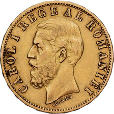 Romania, Carol I, 20 Lei, 1883, Bucarest, Oro, BB+, KM:20