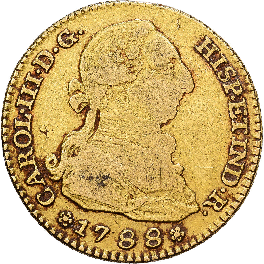 Hiszpania, Charles III, 2 Escudos, 1788, Madrid, Złoto, VF(30-35), KM:417.1a