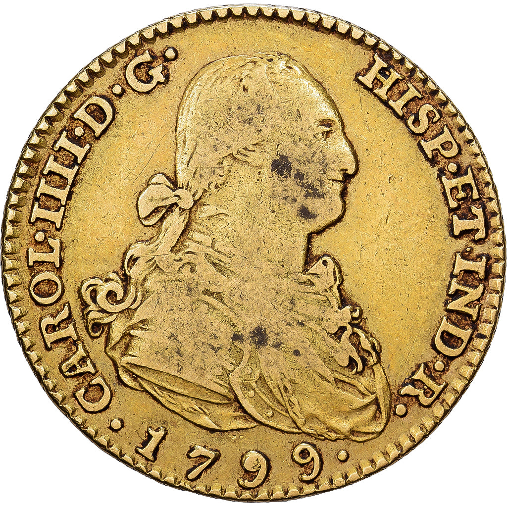 Spanien, Charles IV, 2 Escudos, 1799, Madrid, Gold, S+, KM:435.1