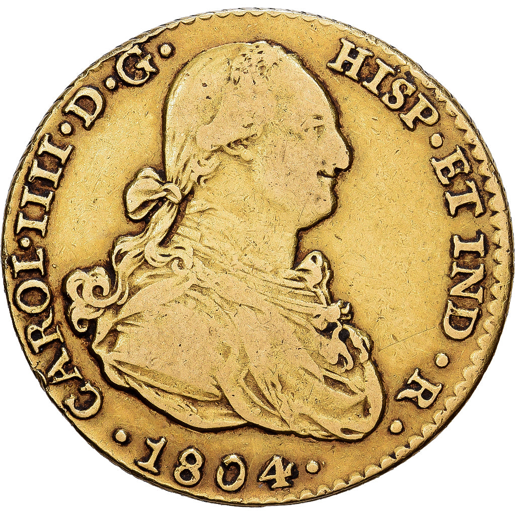 Spanje, Charles IV, 2 Escudos, 1804, Seville, Goud, FR, KM:435.2