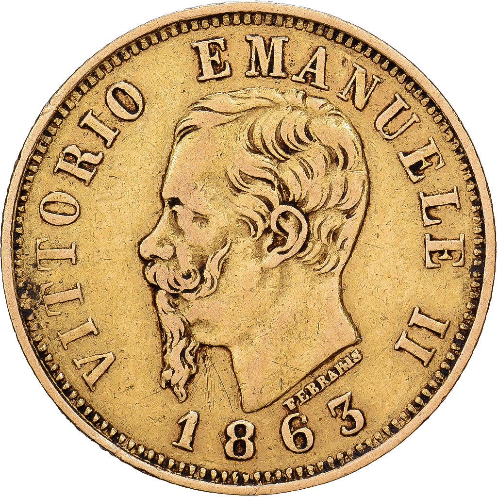 Italie, Vittorio Emanuele II, 10 Lire, 1863, Turin, Or, TTB, KM:9
