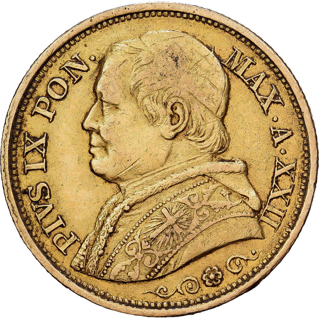 Vatican, PAPAL STATES, Pie IX, 20 Lire, 1867, Rome, Or, TTB, KM:1382.3