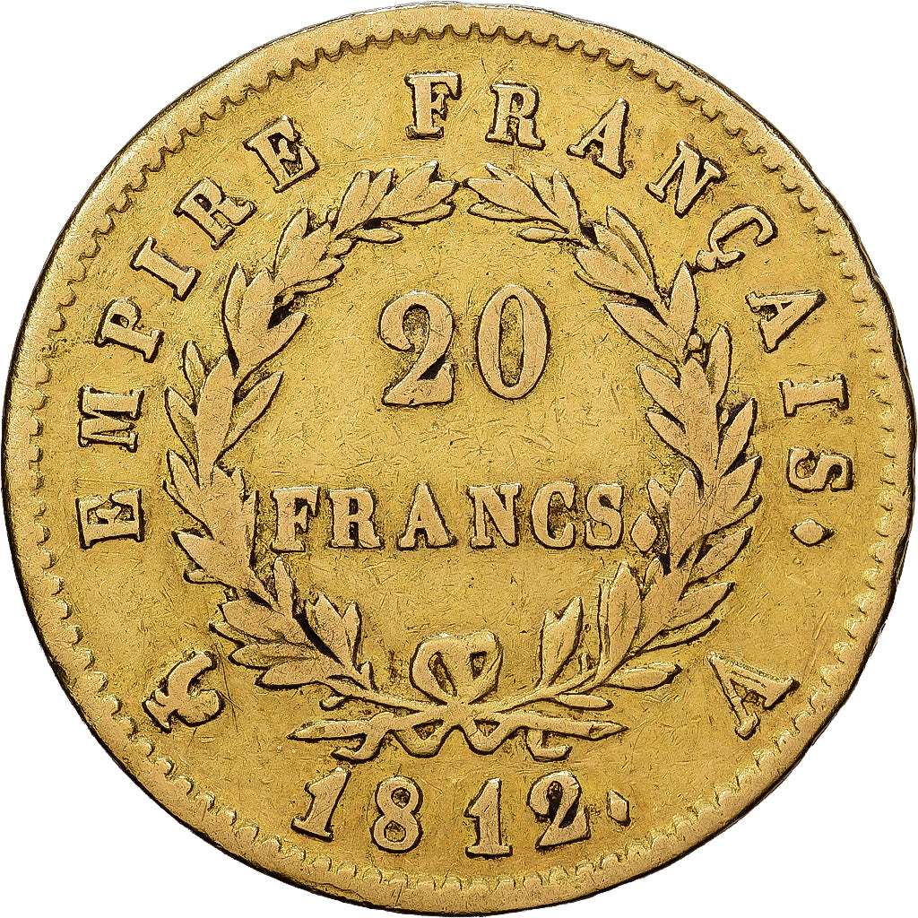 Frankrijk, Napoleon I, 20 Francs, 1812, Paris, Goud, FR+, Gadoury:1025, KM:695.1