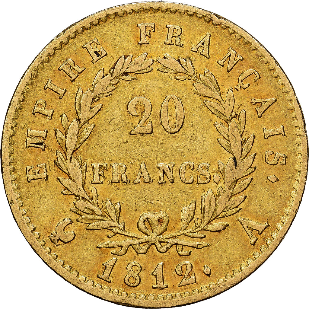 Francia, Napoleon I, 20 Francs, 1812, Paris, Oro, MBC, Gadoury:1025, KM:695.1