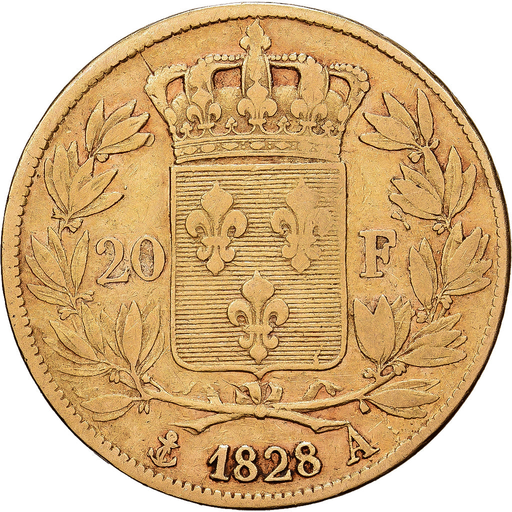 France, 20 Francs, Charles X, 1828, Paris, Or, TB, Gadoury:1029, KM:726.1
